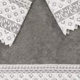 thumbnail image 2 of Linum Home Textiles Traditional/Contemporary 3 Piece Turkish Cotton Aiden White Lace Embellished Bath Towel Set, Dark Gray, 2 of 3