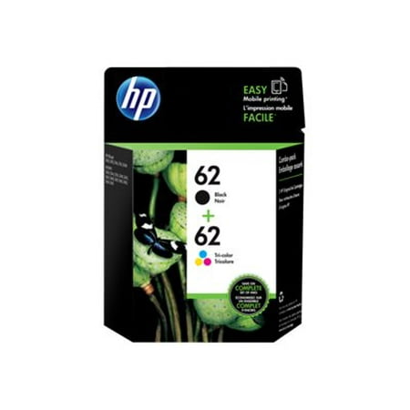 HP 62 Black & Tri-color Original Ink, 2 Cartridges (N9H64FN)