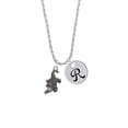 thumbnail image 2 of Delight Jewelry Silvertone Alligator Silvertone Script Initial Disc - R - Charm Necklace, 20"+3", 2 of 4