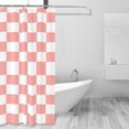 thumbnail image 2 of Shower Curtain, Groovy 70s vintage pink white Grid Waterproof Fabric Plastic Shower Curtain, Drying Fast Bathroom Curtain with 9 Buttonholes, Ruffle Shower Curtain 60x72in, 2 of 8