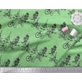 thumbnail image 2 of Soimoi Green Cotton Duck Fabric Bicycle & Eiffel Tower Architectural Print Fabric by Yard 42 Inch Wide, 2 of 3