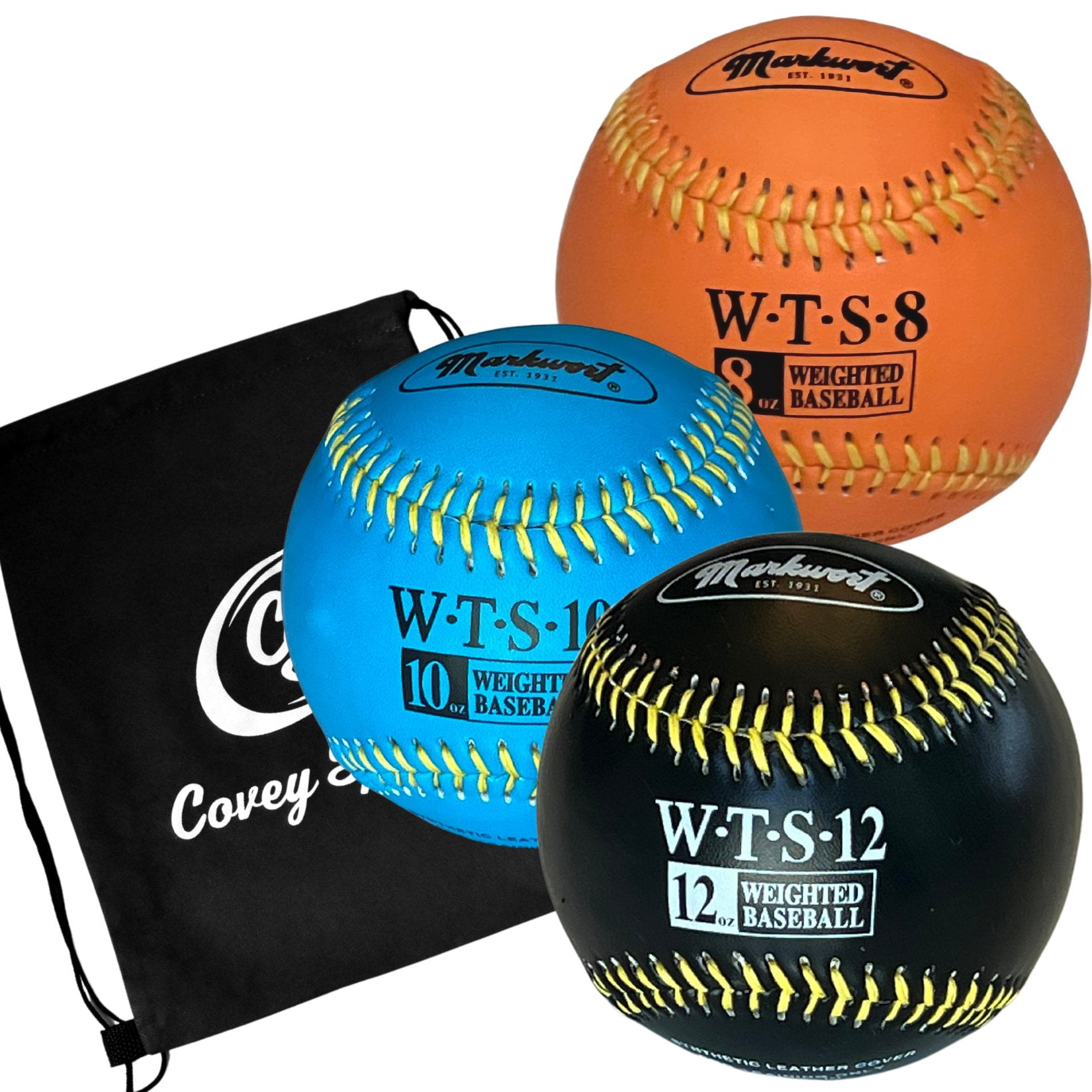 Weighted Baseballs for Pitching & Throwing Practice with Covey Bag