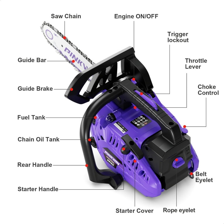 12-Inch 25CC Gas Chainsaw, Handle Lightweight 2-Stroke Cordless