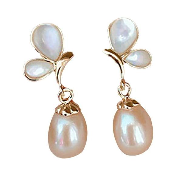 TechWave Of Pearl Freshwater Pearl Earrings New Earrings Light Temperament Silver Needle Silver Needle Female Earrings Cookie Earrings Pie Earrings Sensitive Solutions Earrings Pearl Jacket Earrings