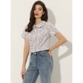 thumbnail image 3 of INSPIRE CHIC Blusa con estampado floral retro con cuello Peter Pan para mujer Rosa XL, 3 of 5
