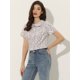 thumbnail image 3 of INSPIRE CHIC Blusa con estampado floral retro con cuello Peter Pan para mujer Rosa XL, 3 of 5