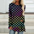 thumbnail image 1 of Juebong Chandail en Molleton pour Femmes Imprimé Saint-Valentin Col Rond Décontracté Léger à Manches Longues Chandail-Over, Chemises Multicolores pour Femmes, P, 1 of 5