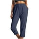 thumbnail image 1 of Mujer Casual Color Sólido Bolsillos Cintura Elástica Cómodos Pantalones Rectos Hasta La Pantorrilla Odeerbi ODB-6, 1 of 7