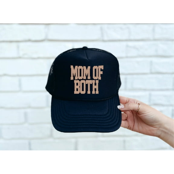 Checkered Mom of Both Black Trucker Hat