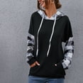 thumbnail image 4 of Sudadera con Capucha ANGGREK para Mujer Manga de Empalme a Cuadros Suave, 4 of 8