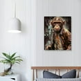 thumbnail image 3 of Awypu Graffiti Monkey in Suit Wall Art Canvas Painting Poster Abstract Animal Print Art Picture Suitable for Living Room Decor Framed, 3 of 4