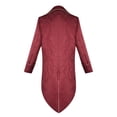 thumbnail image 5 of DayScoop Men's Halloween Burgundy Jacquard Tailcoat with White Faux Vest Retro Court Dance Cosplay Outfit for Themed Party Dress Up, 5 of 6