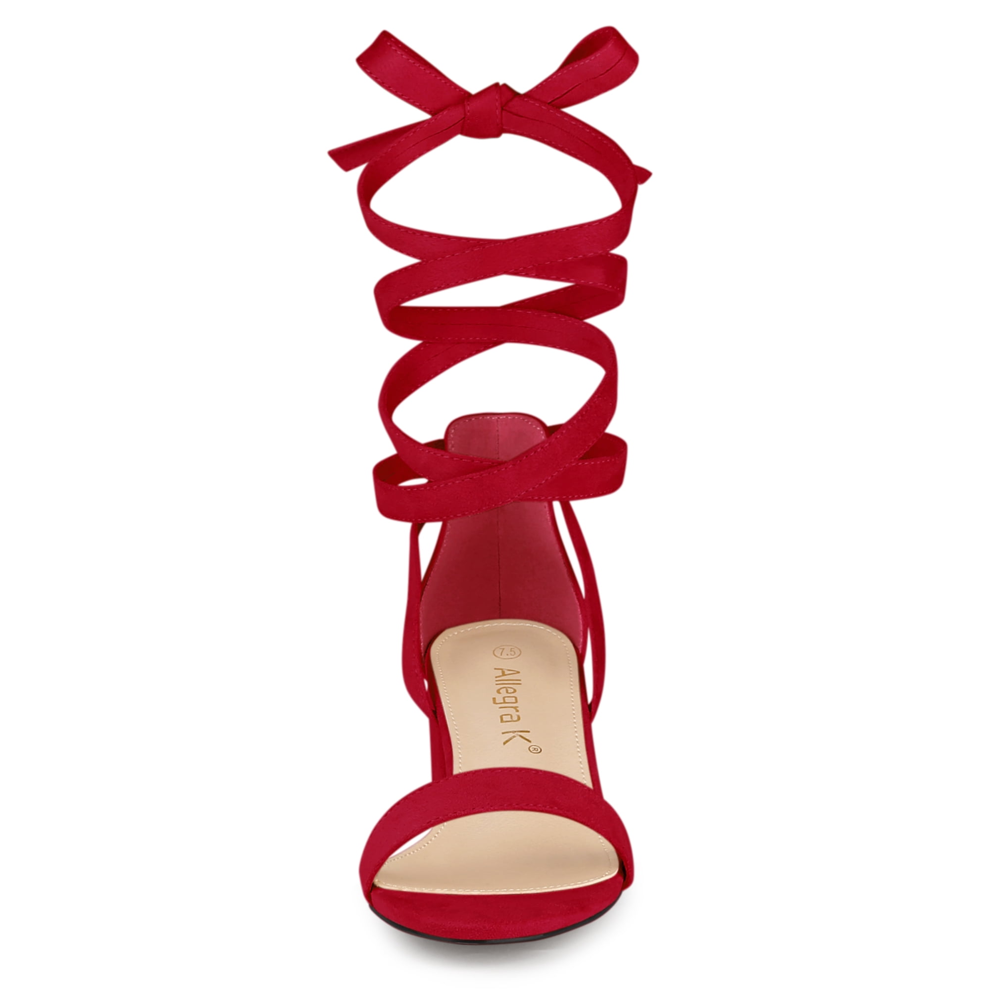 DARING DIVA Women's Open Toe Block Heel Lace Up Heels Sandals Red 8.5