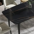 thumbnail image 6 of 63" Black Sintered Stone Dining Table, 6-Person Modern Curved Design, Black Metal Legs, Stain & Heat Resistant, Ideal for Kitchen or Dining Room, 6 of 8