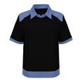 thumbnail image 4 of Women's Denim Patchwork Lapel Collar T-Shirt, Short Sleeve Casual Pullover Top, Soft Loose Fit Streetwear Shirt for Daily Wear and Casual Summer Outfits Black L, 4 of 9