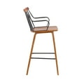 thumbnail image 4 of Homestock Modern Minimalism Walnut and Metal Modern 26-inch Counter Height Bar Stool, 21"D x 19"W x 38"H, 250 lb capacity, Sturdy Base and Footrest, Ideal for Kitchen Counters/Bar or Pub Tables, 4 of 4