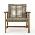 thumbnail image 5 of Noble House Outdoor Mid Century Club Chairs with Natural Stained Acacia Wood Frame, Grey (Set of 2), 5 of 9