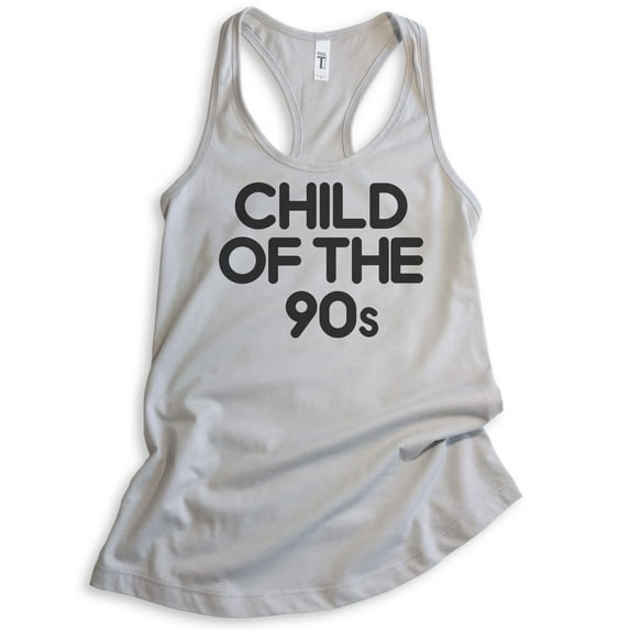 Child Of The 90s Tank Top, Ladies Racerback Tank Top, Nostalgia Tank, Nostalgic Tank, 90's Tank, Silver Gray, Medium