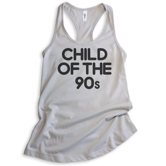 Child Of The 90s Tank Top, Ladies Racerback Tank Top, Nostalgia Tank, Nostalgic Tank, 90's Tank, Silver Gray, XX-Large