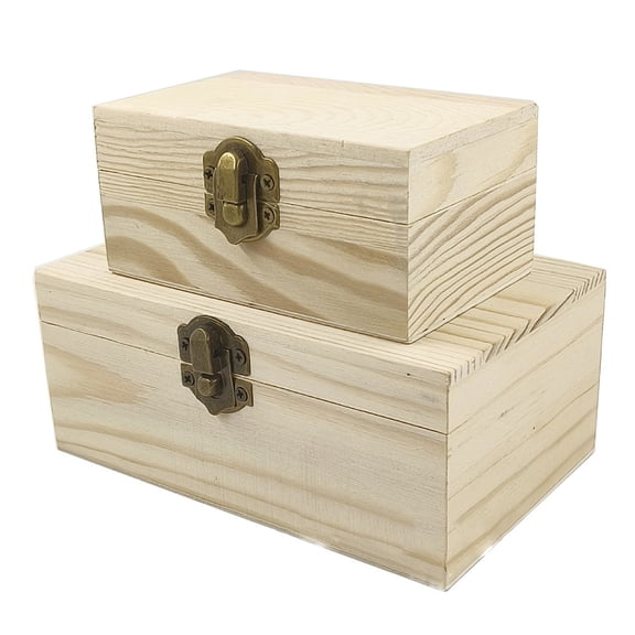 Pine Wooden Jewelry Box Buckle Flip Storage Box Postcard Storage Box Dustproof Two-Piece Sets