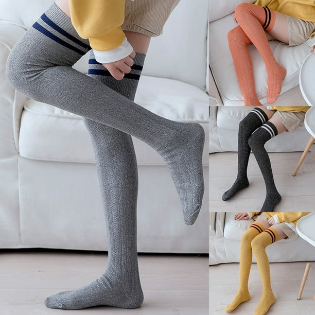 Flmtop Women Color Block Striped Thigh High Knitted Long Socks
