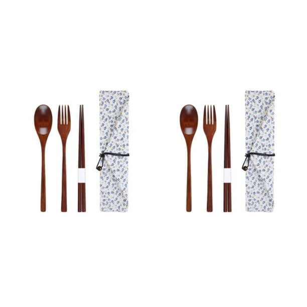 Juego de cubiertos portátil Injueey estilo japonés lavable reutilizable para niños palillo tenedor cuchara Tipo 8 NO8