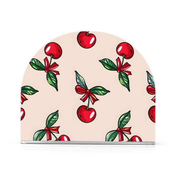 Ryvnso Acrylic Napkin Holder Table Kitchen Paper Tissue Organization 1 Pack Red Cherry with Leaf