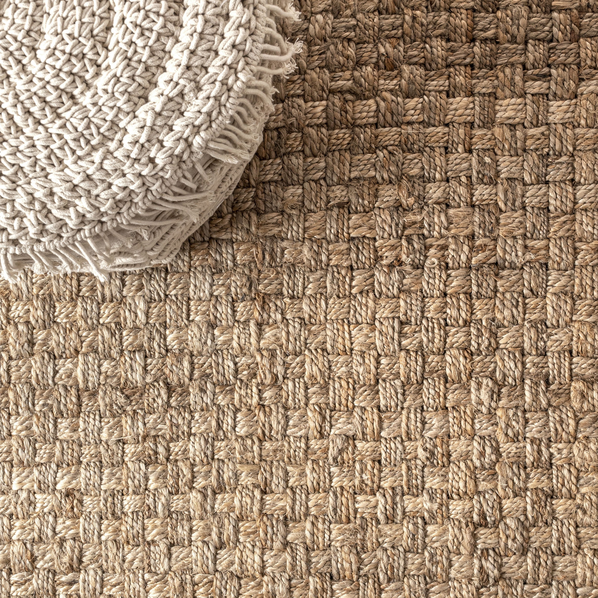 JONATHAN Y NATURAL FIBER 3 x 5 Area Rug, Estera Hand Woven Boucle Chunky Jute - Natural, NFR102A-3