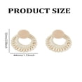 thumbnail image 2 of 1 Pair Alloy Stud Earrings Woven Flat Round with Raffia Grass & Wood Golden Beige 53x44mm, 2 of 3