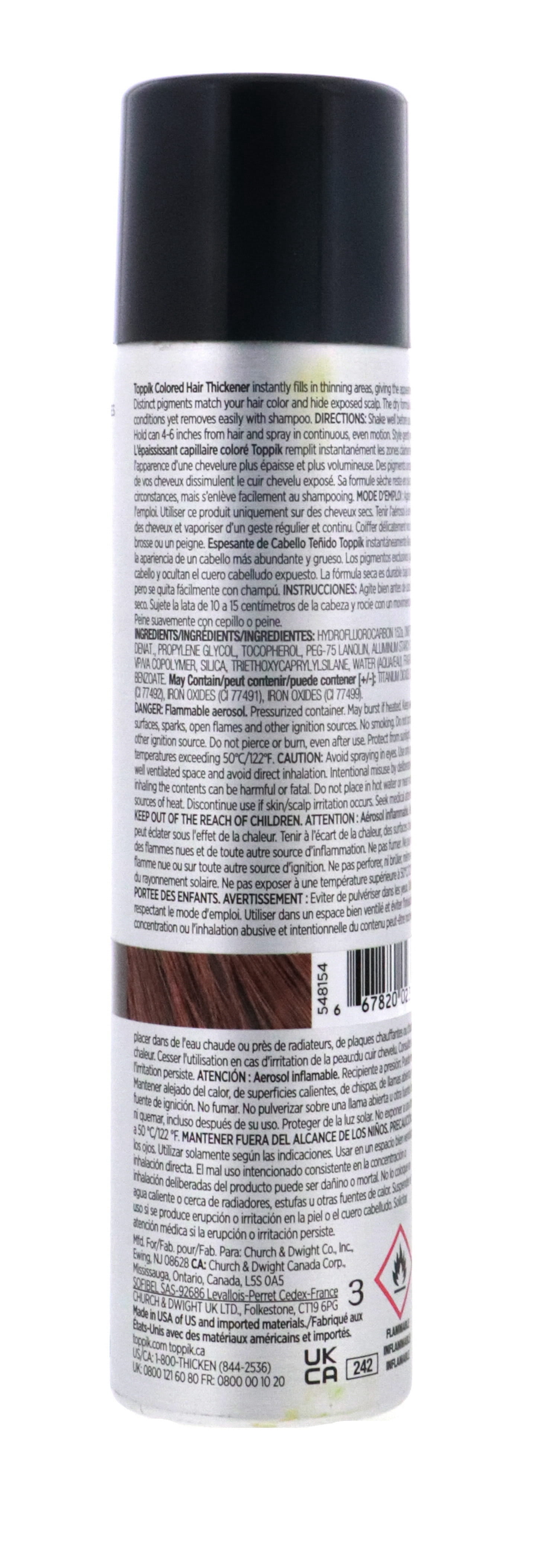 Toppik Colored Hair Thickener, Dry Formula, Lt Brown 5.1 oz