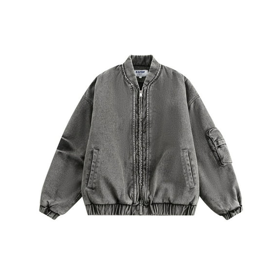 Maoxin Mens Jackets Men's Casual Loose Fitting Long Sleeved Hooded Jacket Long Sleeve Hoodless Casual Outwear Jackets Dark Gray L