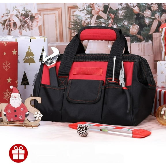 215-Piece Home Repairing Tool Set with 12-Inch Wide Mouth Open Storage Bag,Household Hand Tool Kit,Red