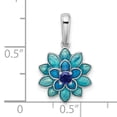 thumbnail image 4 of Sterling Silver Rhod-pltd Created Sapphire and Enamel Flower Pendant QC9318, 4 of 4