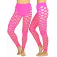 thumbnail image 4 of ToBeInStyle Women's Slashed Fishnet Footless Tights - Hot Neon Pink - One Size, 4 of 4