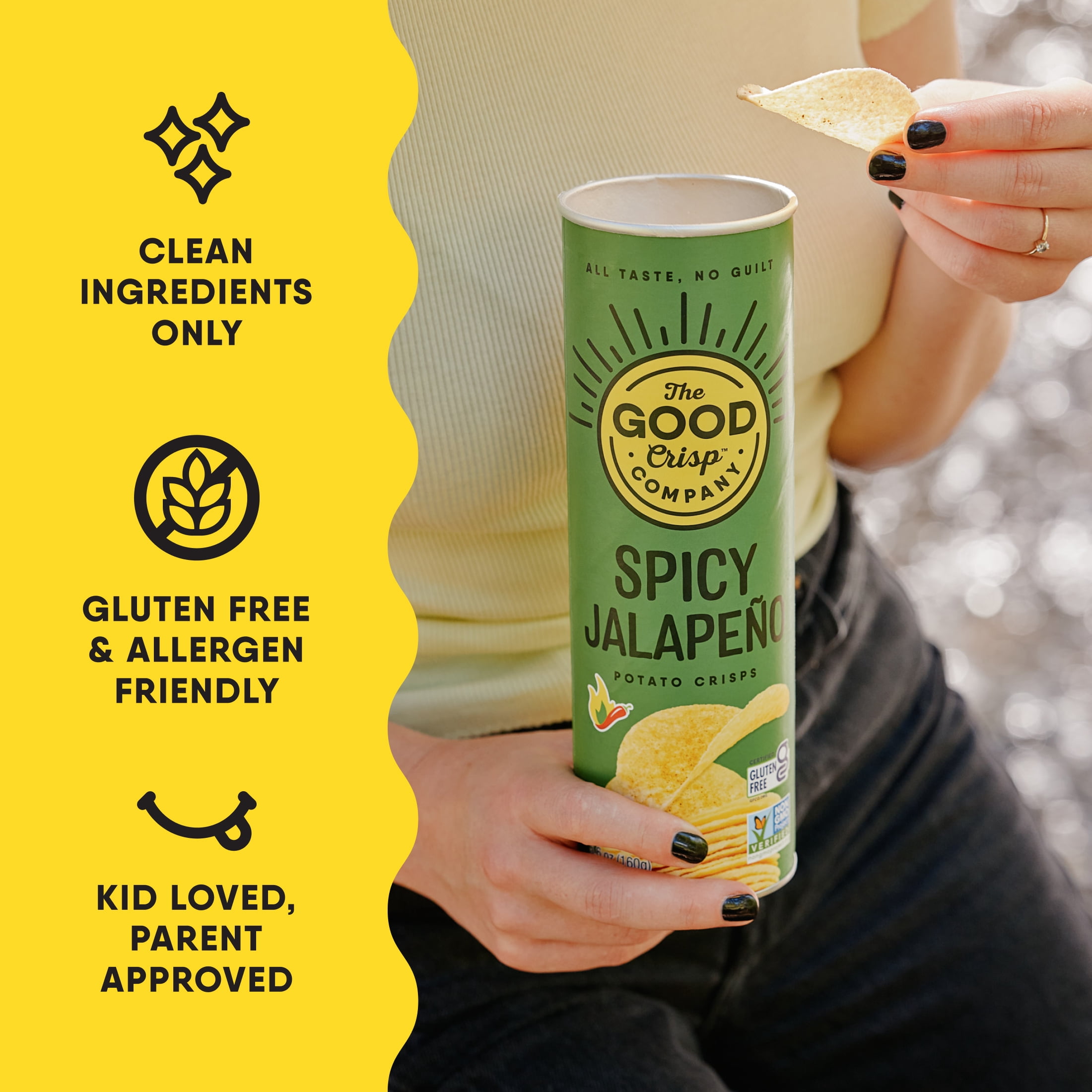 (4 pack) The Good Crisp Company Gluten Free Spicy Jalapeno Snack Chips, 5.6 oz