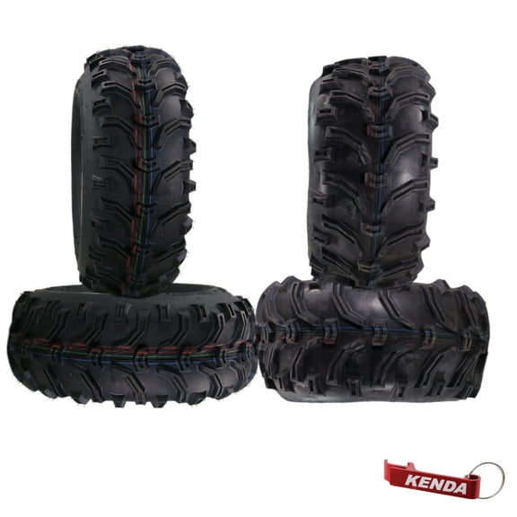 Kenda Bearclaw K299 - 26x9-12 Front & 26x11-12 Rear Tires for All Terrain (ATV), UTV, and Side by Side (SxS) Vehicles - 6-Ply - Bear Claw 26x9x12 Front & 26x11x12 with Kenda Keychain (4-Pack)