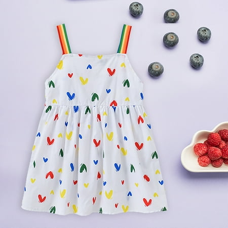 

Leutsin Toddler Kids Baby Girls Summer Cute Rainbow Shoulder Strap Suspender Dress
