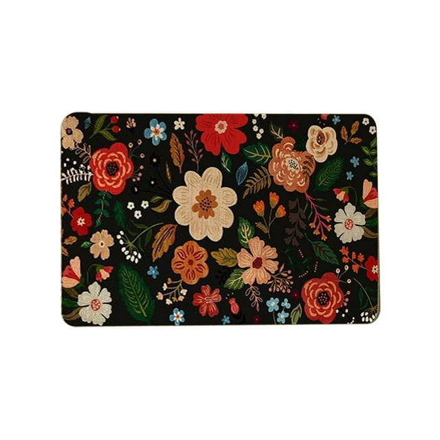 Retro Floral Floormat Classic Floral Design for Kitchen and Living Room Daily Use