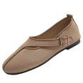 thumbnail image 2 of Samdudou Dress Shoes for Women Closed Toe Round Front Slip On Flats Unique Asymmetrical Buckle Strap Woven Textured Fabric Minimalist Aesthetic Everyday Footwear, 2 of 8