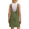 thumbnail image 3 of INSPIRE CHIC Women's Dress Denim Overalls Loose Casual Sleeveless Pinafore Mini Dresses L Army Green, 3 of 6