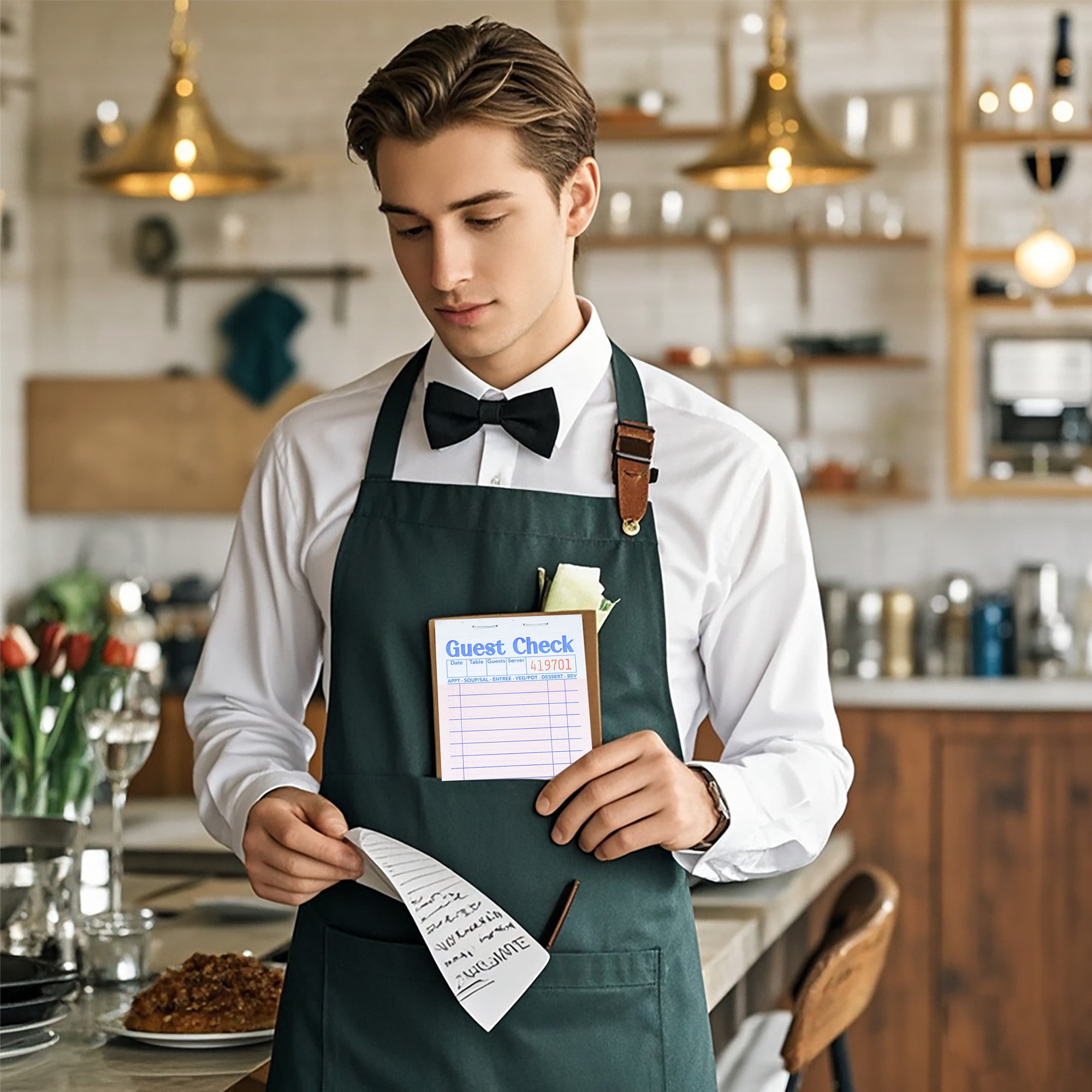 Guest Checks Server Note Pads 24 Pack 1200 Orders, Pink Guest Check Pads with Bottom Receipt, Waitress Notepad for Restaurant Business