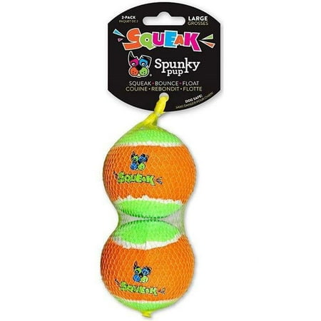 UPC: 0857874006634 | Spunky Pup SP00663 Squeak Tennis Balls Dog Toy – Large – 2 Count