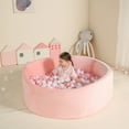 thumbnail image 3 of TrendBox 47inch Extra Large Memory Foam Ball Pit for Baby, Coral Fleece Toddler Soft Round Ball Pool - Light Pink, 3 of 7