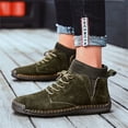 thumbnail image 6 of Xfvqtps Mens Ankle Boots British Lace up Comfortable Motorcycle Skin Casual Suede Sports Shoes Retro Martin Shoes Breathable Locomotive Tooling Shoe Army Green, 6 of 8