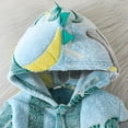 thumbnail image 5 of PINQI Baby Boys Fleece Dinosaur Jumpsuits Padded Fuzzy Zip up Hooded Bodysuits New Born Winter Warm Plush Romper Clothes, 5 of 8