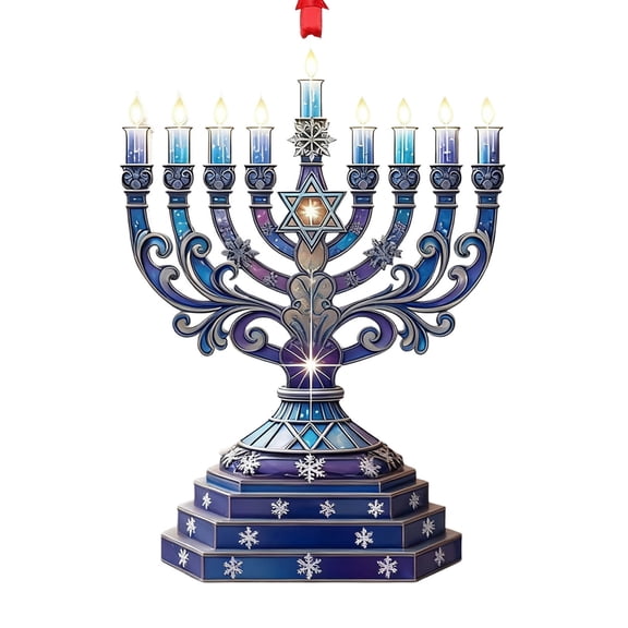 Hanukkah Holiday Ornament - 3.15 Inch Menorah Decoration, Elegant Home & Garden Decor for Hanukkah Celebrations, Mantel & Shelf Displays,D,One Size