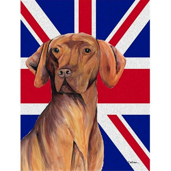 Vizsla With English Union Jack British Flag Flag Garden Size
