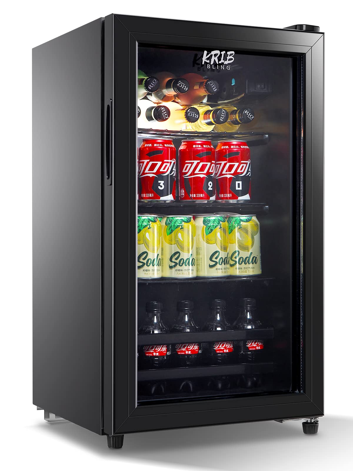 KRIB BLING 120 Can Beverage Refrigerator and Cooler with Adjustable