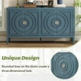 thumbnail image 5 of Accent Cabinet with 4 Circular Groove Doors, TUANLUO Storage Cabinet, Retro Buffet Sideboard with Adjustable Shelves, Accent Cabinet Furniture for Living Room Kitchen Dining Room, Blue, 5 of 10