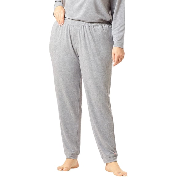 HUE Plus Size Solid Cuffed Lounge Pants with Pockets Medium Grey Heather 3X US Womens 24W/26W